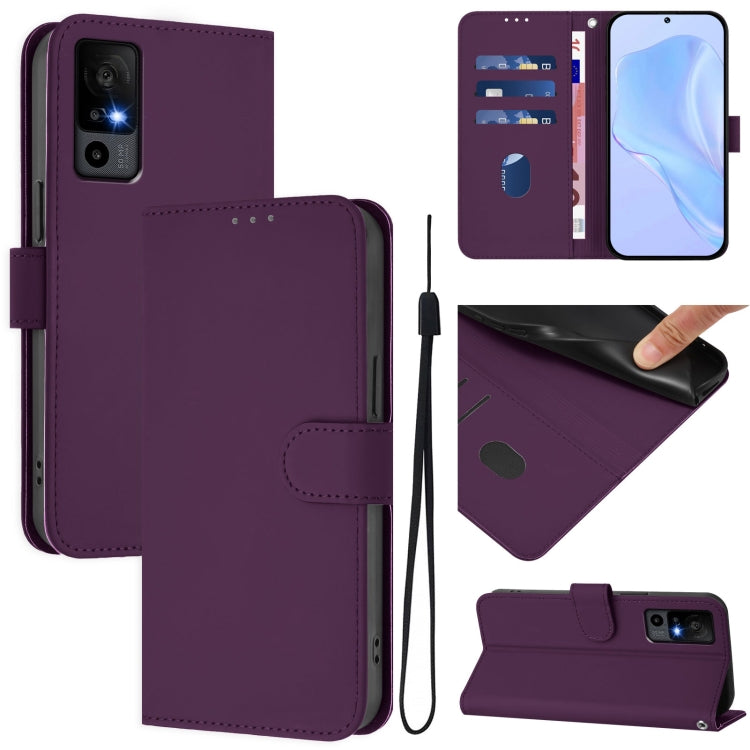 Funda Piel Sintética con Cordón para TCL 40 R 5G (Violeta)