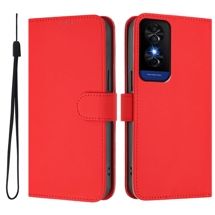 Funda de Cuero con Cordón para Teléfono TCL 50 5G / 50 Xe Nxtpaper 5G (Rojo)
