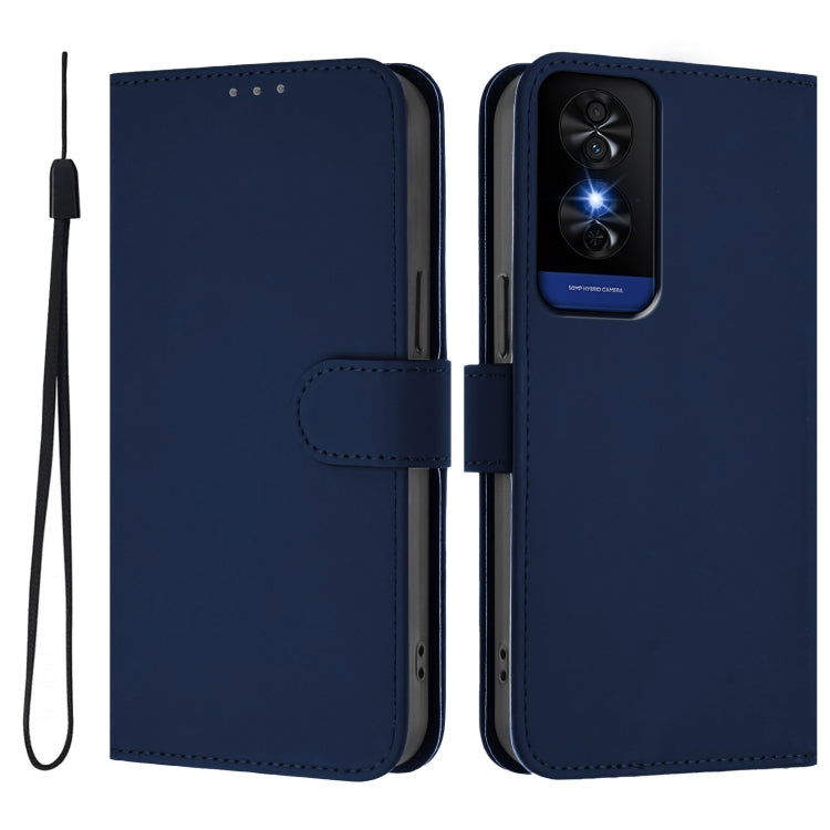 Funda de Cuero con Cordón para Teléfono TCL 50 5G / 50 Xe Nxtpaper 5G (Azul Marino)