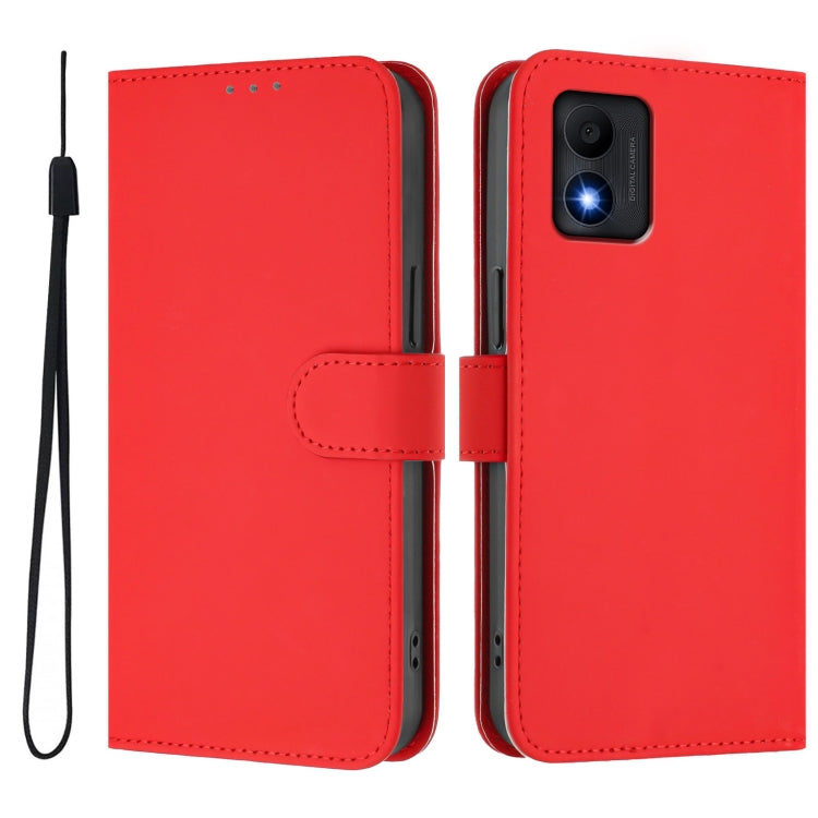 Funda de Piel Sintética para Teléfono TCL 303 con Cordón (Rojo)