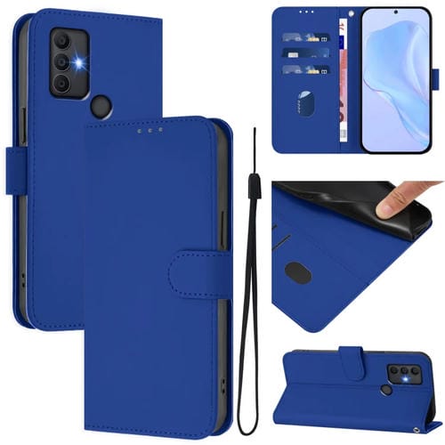 Funda de Piel Sintética con Cordón para TCL 305/306/30 Se Al02 (Azul Oscuro)