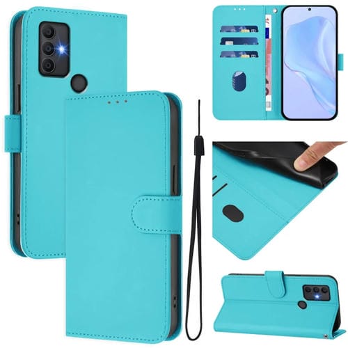 Funda de Piel Sintética con Cordón para TCL 305/306/30 Se Al02 (Azul Lago)