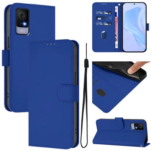 Funda Piel Sintética con Cordón para TCL 405/406/408 (Azul Oscuro)