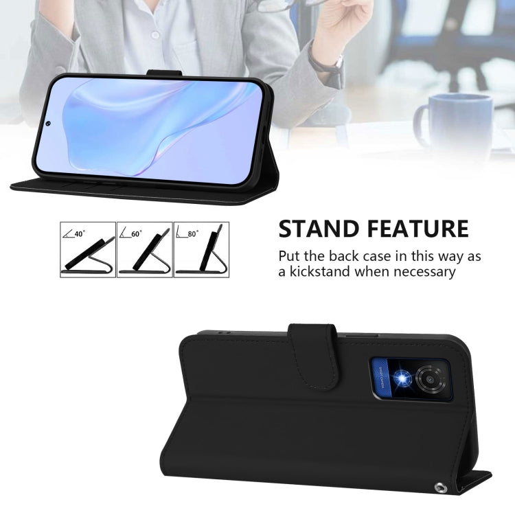 Funda Piel Sintética TCL 501 con Cordón para Teléfono (Negro)