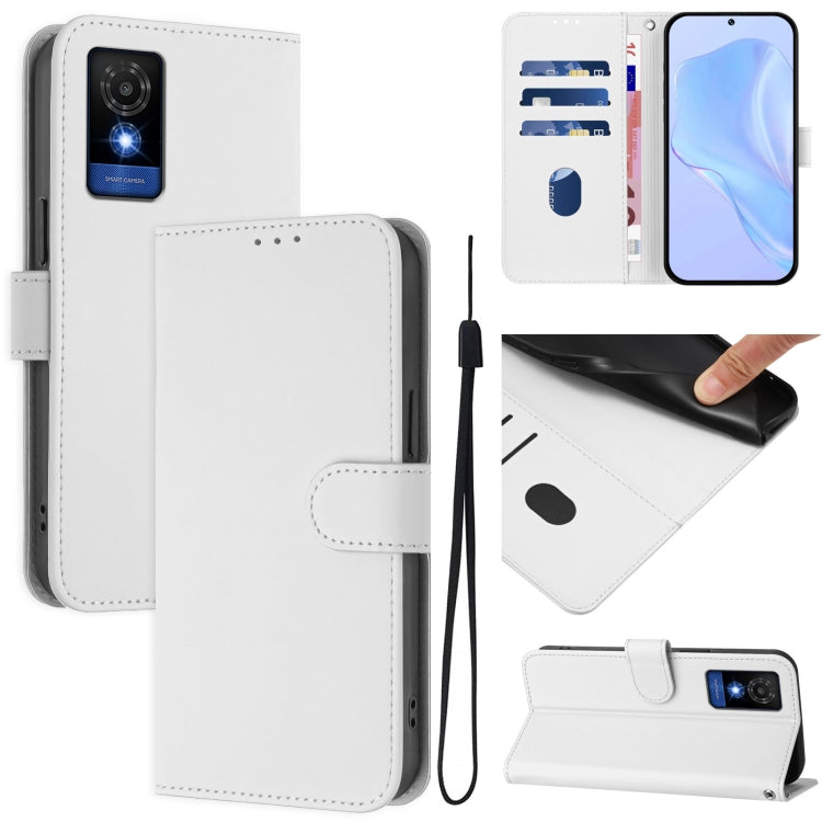 Funda Piel Sintética TCL 501 con Cordón Color Blanco