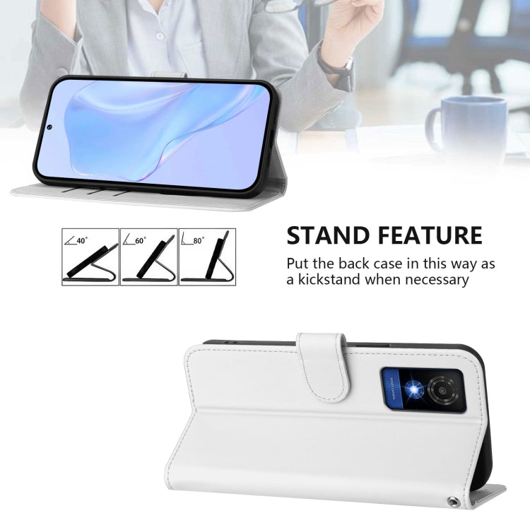 Funda Piel Sintética TCL 501 con Cordón Color Blanco