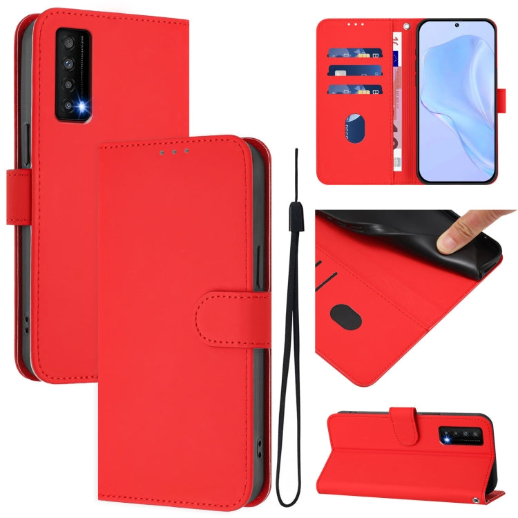 Funda de Cuero con Cordón para Teléfono TCL Stylus Skin Feel (Rojo)