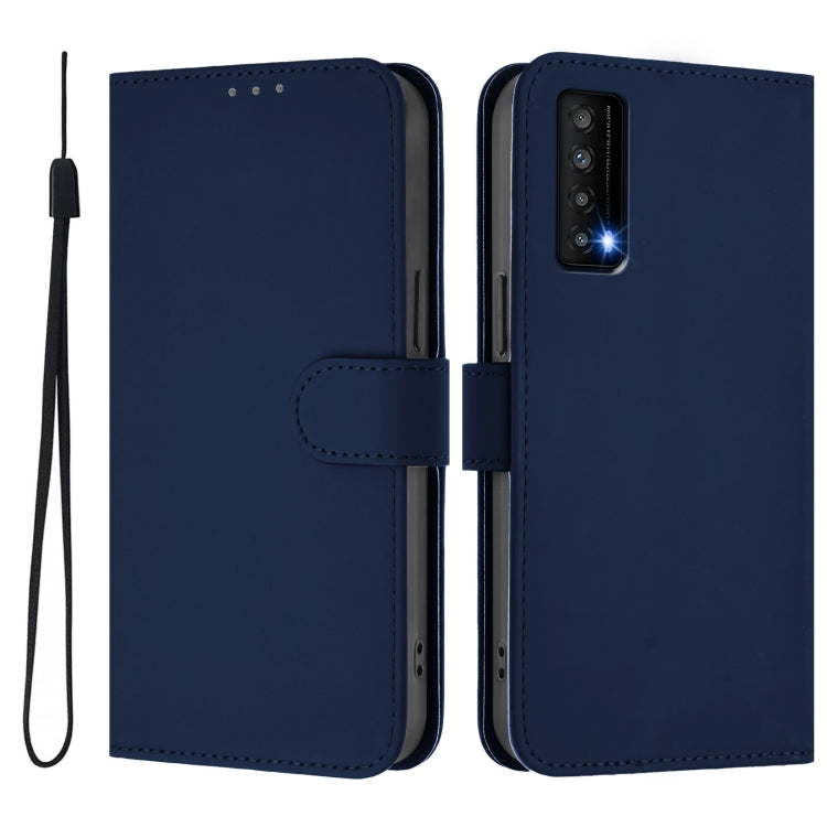 Funda de Cuero con Cordón para Teléfono TCL Stylus Skin Feel (Azul Marino)