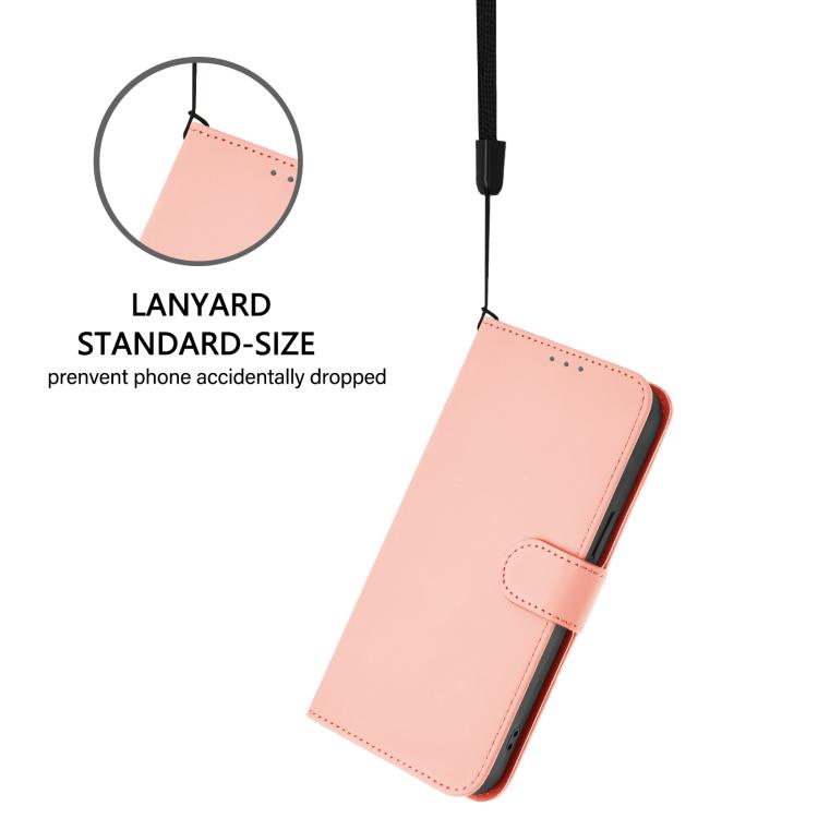 Funda de cuero con textura de piel y cordón para TCL 605/60 SE (rosa)