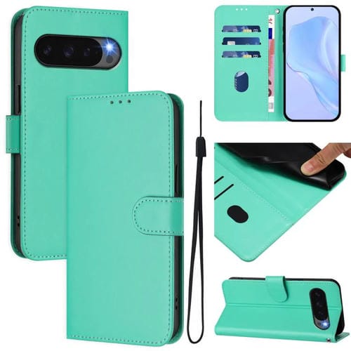 Funda de Cuero con Cordón para Google Pixel 10/10 Pro (Verde) Tacto Suave