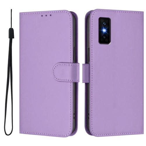 Funda de cuero con textura de piel y cordón para Infinix GT 30 Pro (morado lavanda)