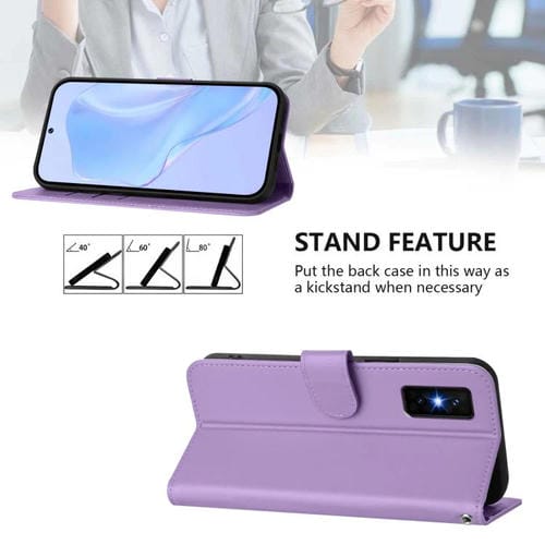 Funda de cuero con textura de piel y cordón para Infinix GT 30 Pro (morado lavanda)