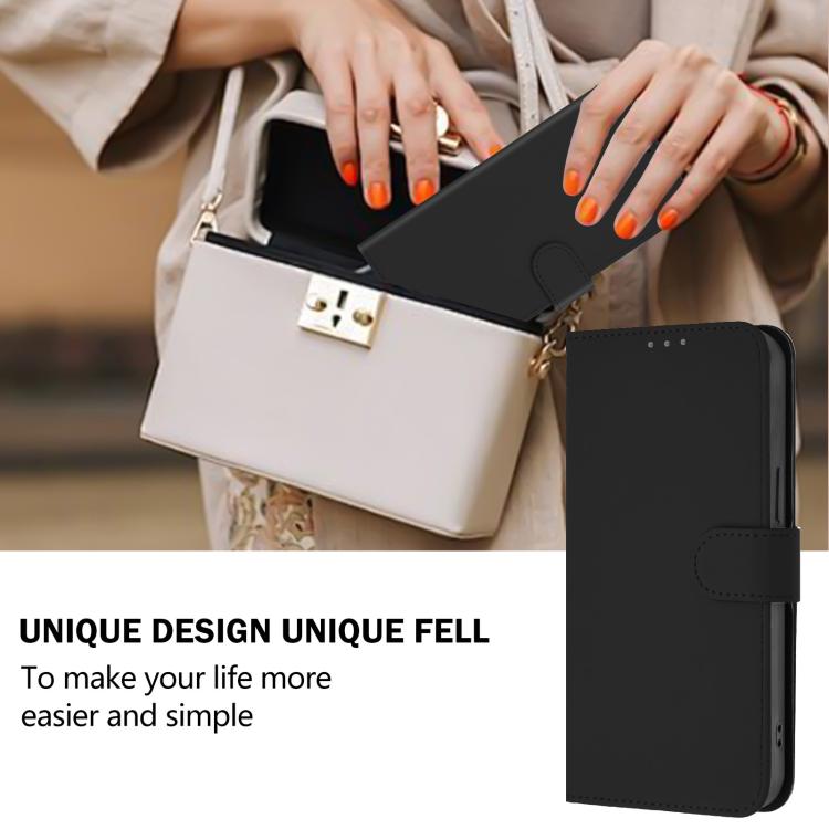 Funda de cuero con textura de piel y cordón para Infinix GT 30 Pro (negro)