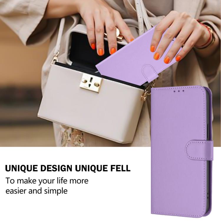 Funda de cuero con textura de piel y cordón para Infinix Smart 10 4G (morado lavanda)
