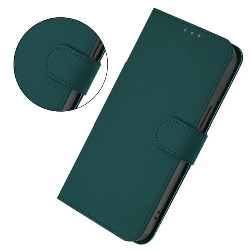 Funda de cuero con textura de piel y cordón para Infinix Smart 10 4G (verde oscuro)