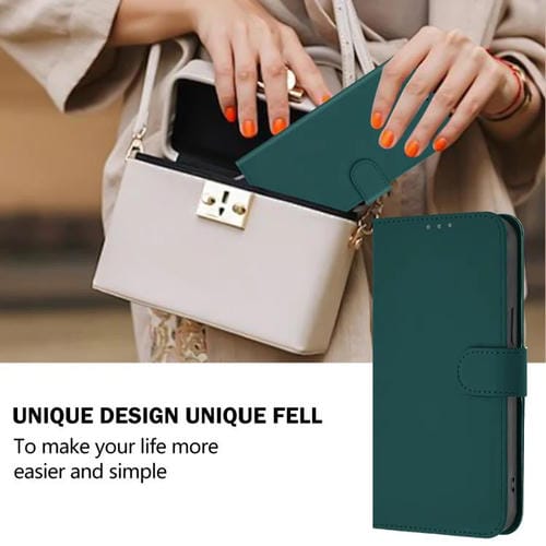 Funda de cuero con textura de piel y cordón para Infinix Smart 10 4G (verde oscuro)