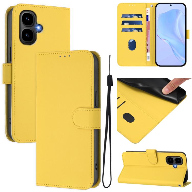 Funda de cuero con textura de piel y cordón para Infinix Smart 10 4G (amarillo limón)