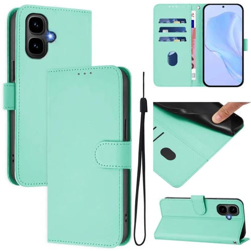 Funda de cuero con textura de piel y cordón para Infinix Smart 10 4G (verde menta)