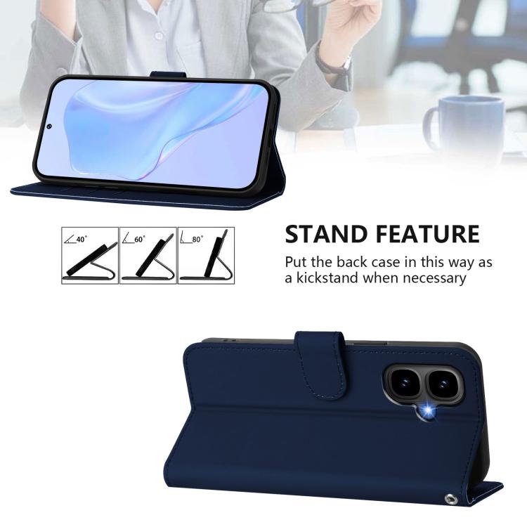 Funda de cuero con textura de piel y cordón para Infinix Smart 10 4G (azul marino)
