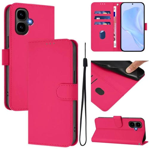 Funda de cuero con textura de piel y cordón para Infinix Smart 10 4G (rosa y rojo)