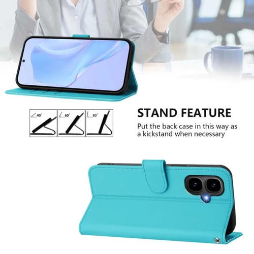 Funda de cuero con textura de piel y cordón para Infinix Smart 10 4G (azul lago)