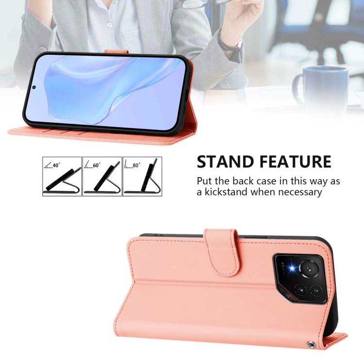 Funda de Cuero con Textura de Piel y Cordón para Asus Rog Phone 9/9 Pro (Rosa)