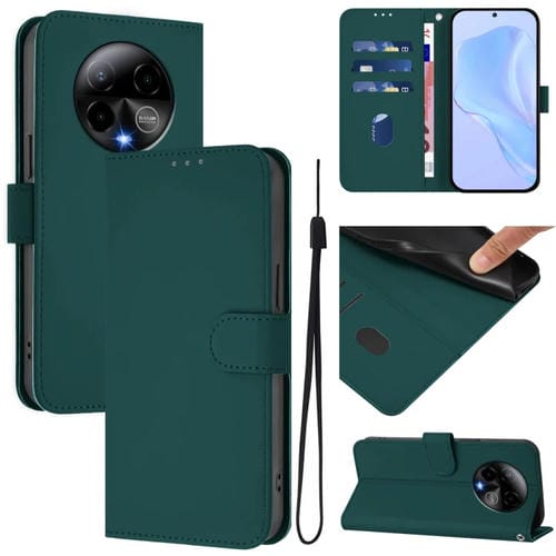 Funda piel sintética con cordón para Blu Bold K50 Skin Feel (Verde oscuro)