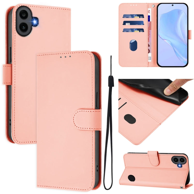 Funda de Piel Sintética con Cordón para Teléfono For Nothing cmf Phone 1 (Rosa)