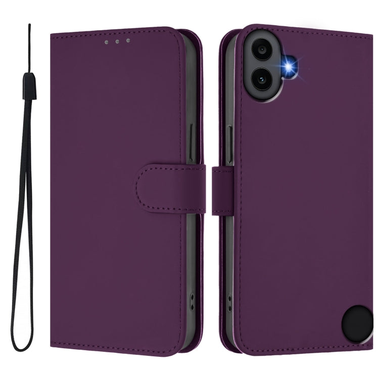 Funda de Piel para Teléfono For Nothing cmf Phone 1 con Tacto de Piel y Cordón (Violeta)
