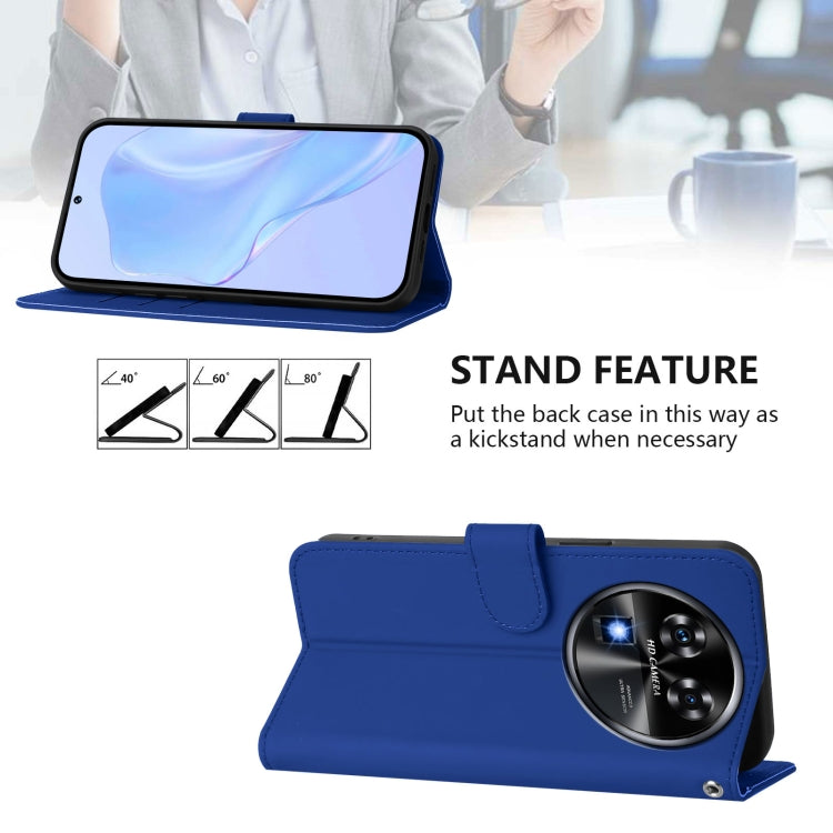 Funda de Piel Sintética con Cordón para Teléfono Oukitel C37 (Azul Oscuro)