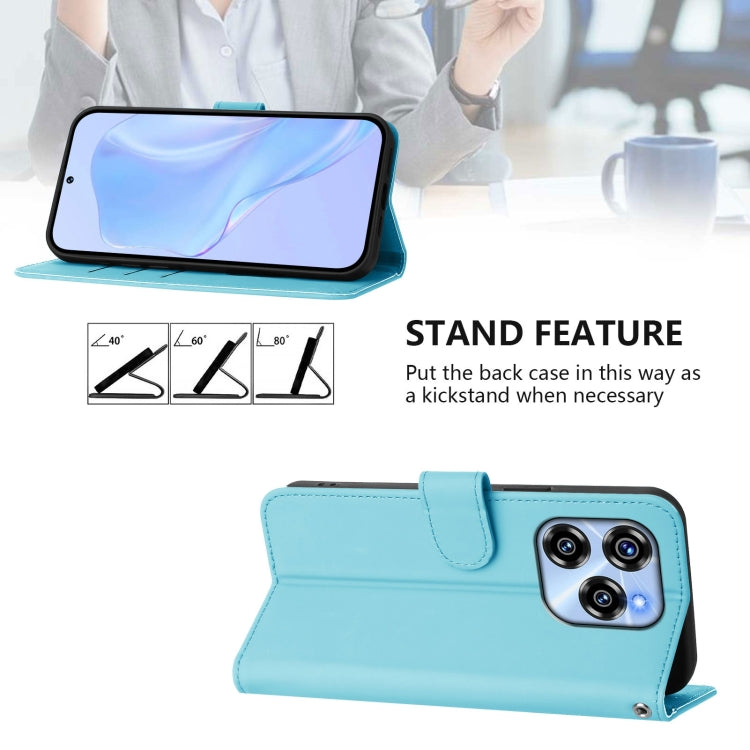 Funda de Piel Sintética con Cordón para Teléfono Oukitel C50 (Azul Cielo)