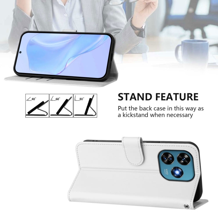 Funda de Piel Sintética con Cordón para Teléfono Oukitel C51 (Blanco)