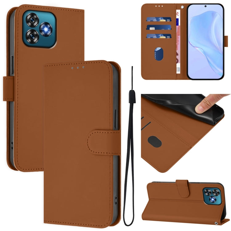 Funda de Piel Sintética con Cordón para Teléfono Oukitel C53 (Marrón)