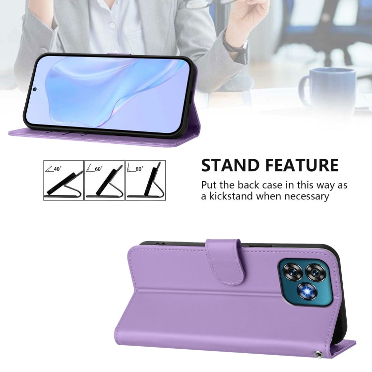 Funda de Piel Sintética con Cordón para Teléfono Oukitel C53 (Morado Lavanda)