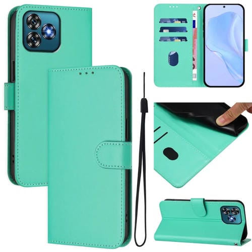 Funda de Piel Sintética con Cordón para Teléfono Oukitel C53 (Verde)