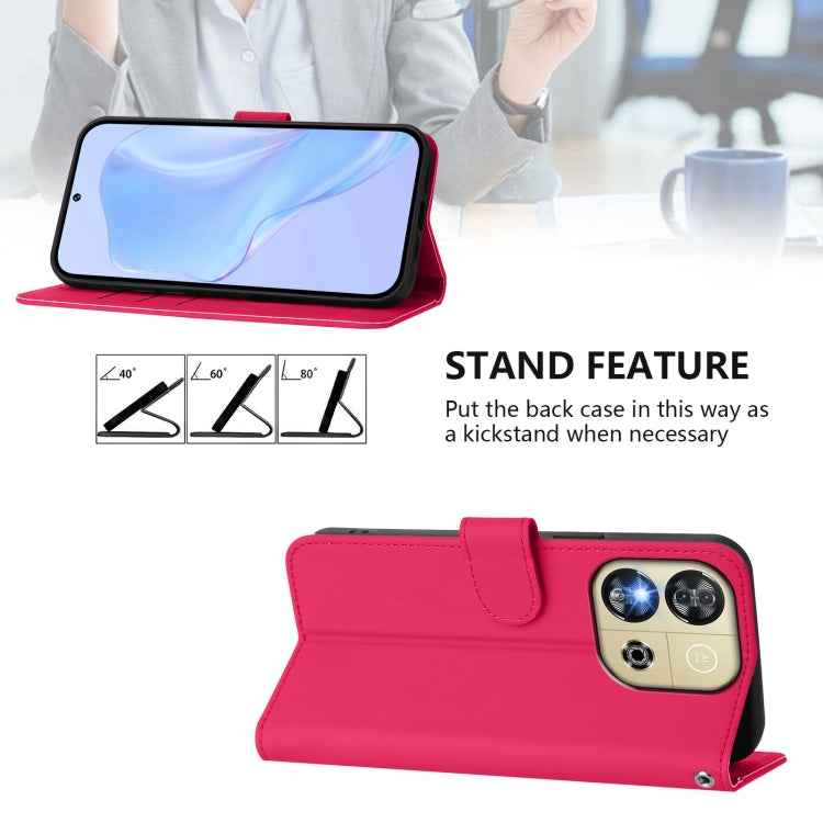 Funda de Piel Sintética con Cordón para Teléfono Oukitel C57S (Rosa y Rojo)