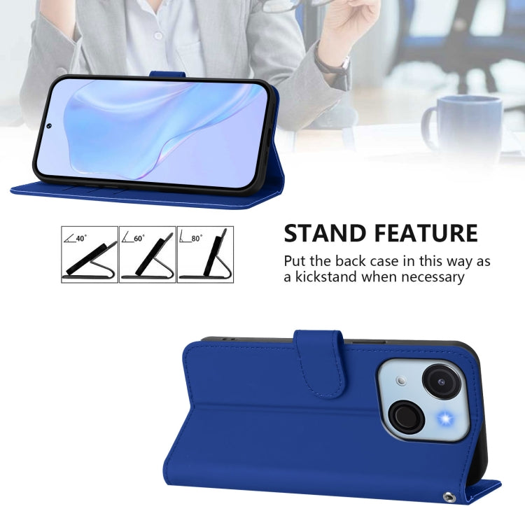 Funda de Piel Sintética con Cordón para Teléfono Itel A50C (Azul Oscuro)