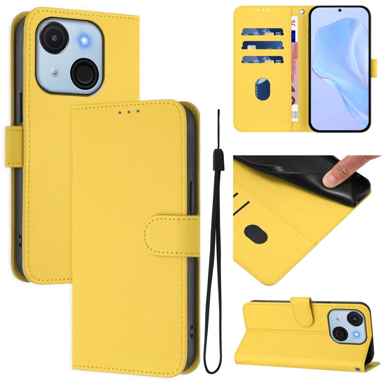 Funda de Piel Sintética con Cordón para Teléfono Itel A50C (Amarillo Limón)