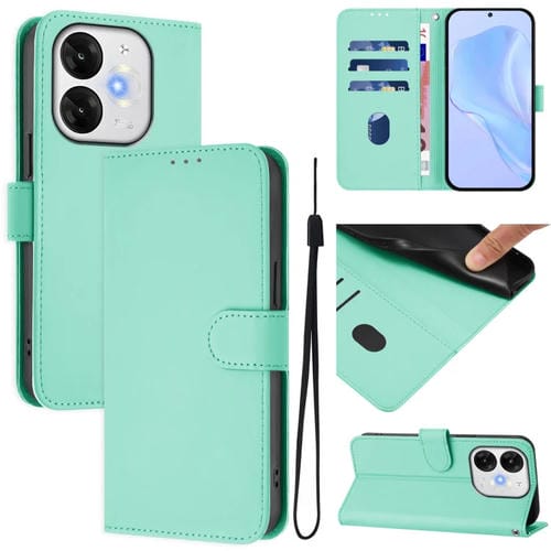 Funda de Piel Sintética con Cordón para Teléfono Itel A80 4G (Verde Menta)