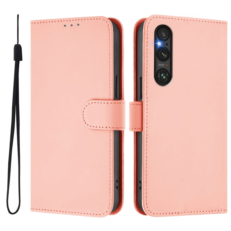 Funda de Piel Sintética con Cordón para Sony Xperia 1 V (2023) (Rosa)
