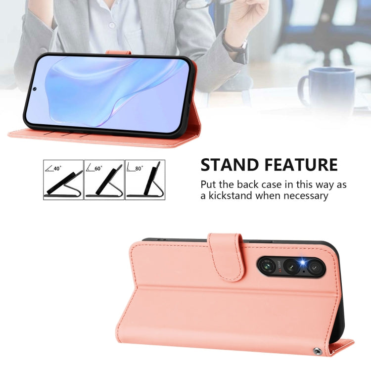Funda de Piel Sintética con Cordón para Sony Xperia 1 V (2023) (Rosa)