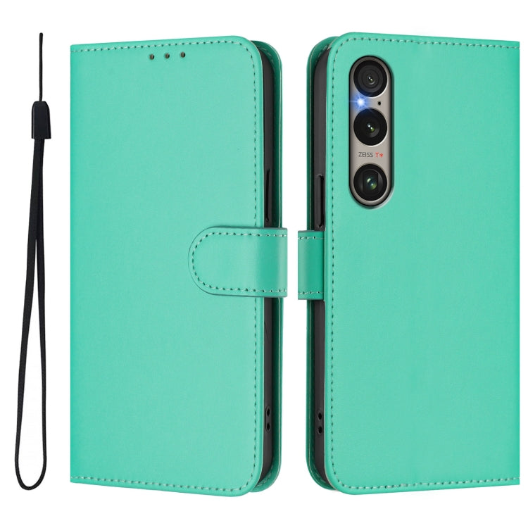 Funda de Piel Sintética con Cordón para Sony Xperia 1 Vi (2024) (Verde)