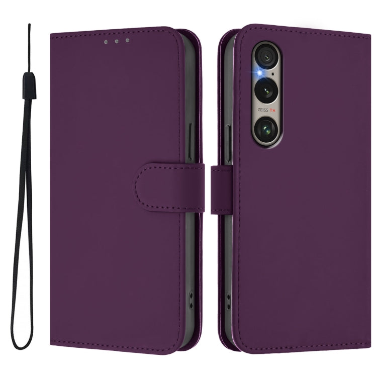 Funda de Piel Sintética con Cordón para Sony Xperia 1 Vi (2024) (Violeta)