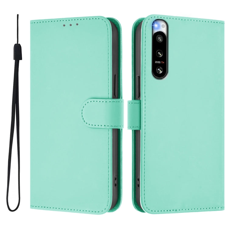 Funda de Piel para Sony Xperia 5 Iv con Cordón (Verde Menta)
