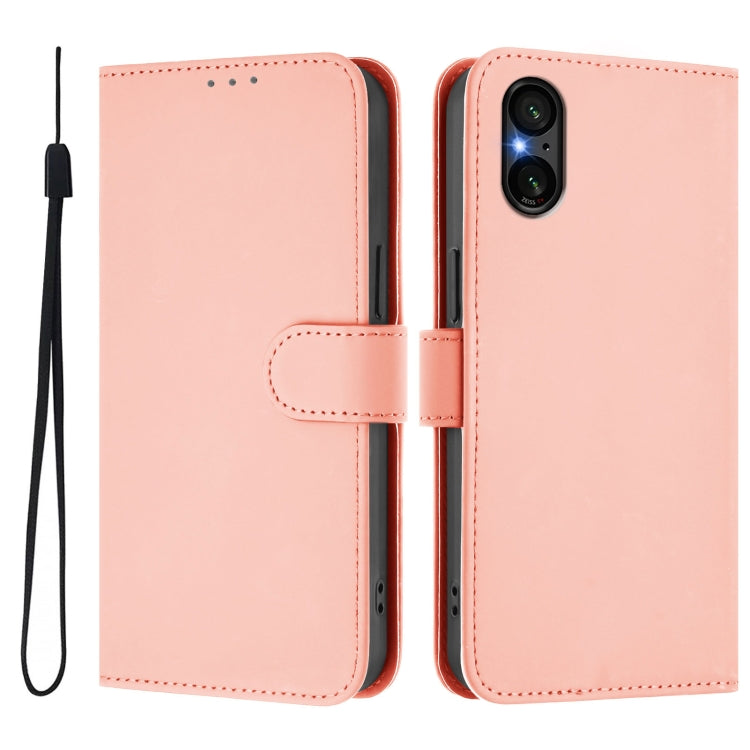 Funda de Piel para Sony Xperia 5 V con Cordón (Rosa) Tacto Suave