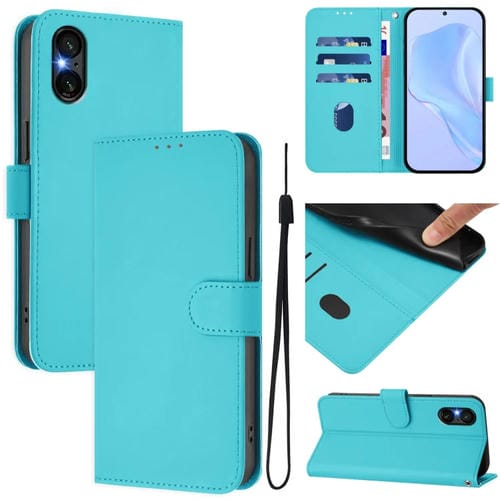 Funda de Piel con Cordón para Sony Xperia 5 Vi (2024) Color Azul Lago