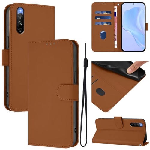 Funda Piel Sintética con Cordón Sony Xperia 10 V (2023) (Marrón)