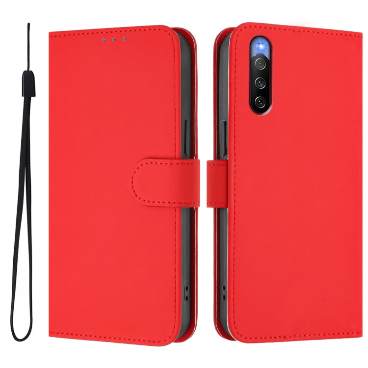 Funda de Piel Sintética con Cordón para Sony Xperia 10 V (2023) (Rojo)