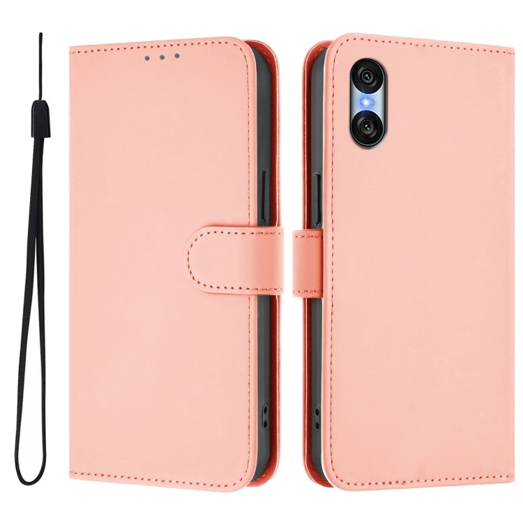 Funda de Piel Sintética con Cordón para Sony Xperia 10 Vi (2024) (Rosa)