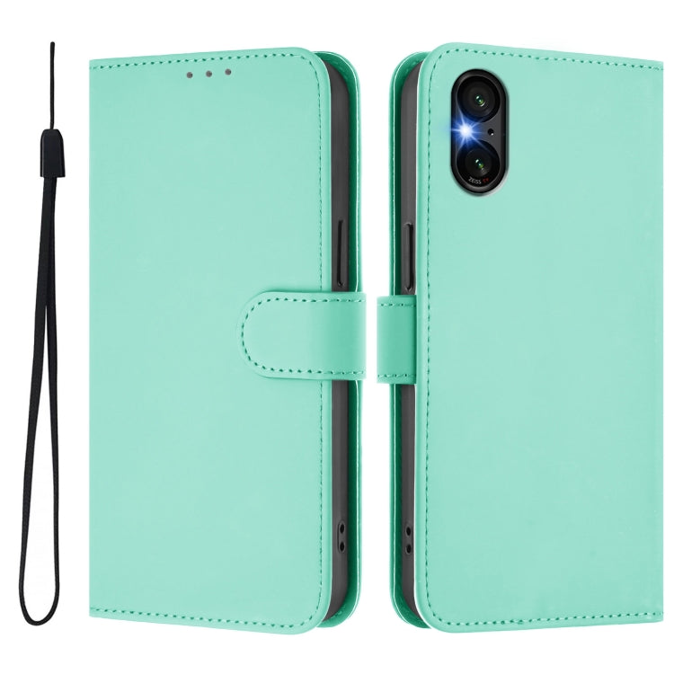 Funda de Piel para Sony Xperia 5 Vi con Cordón (Verde Menta)